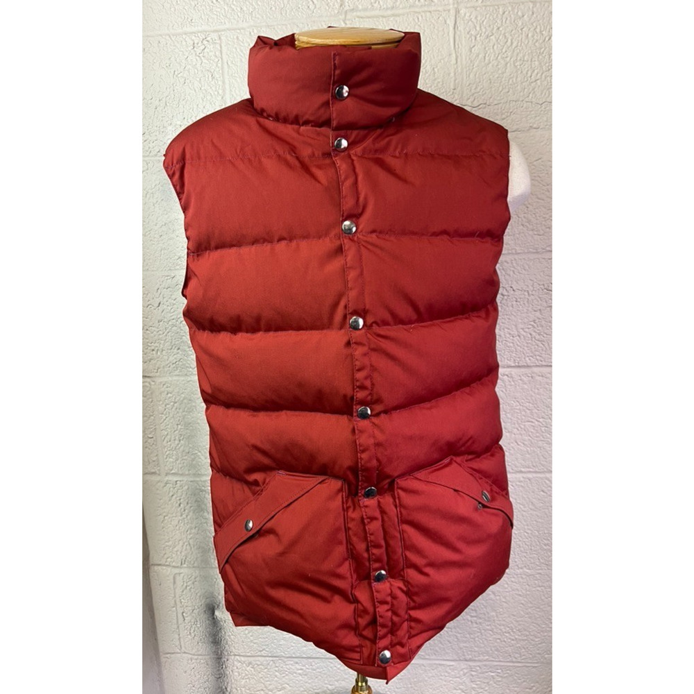 Vtg Holubar Puffer Vest Mens L Burnt Orange Snap Up Down Insulation Western